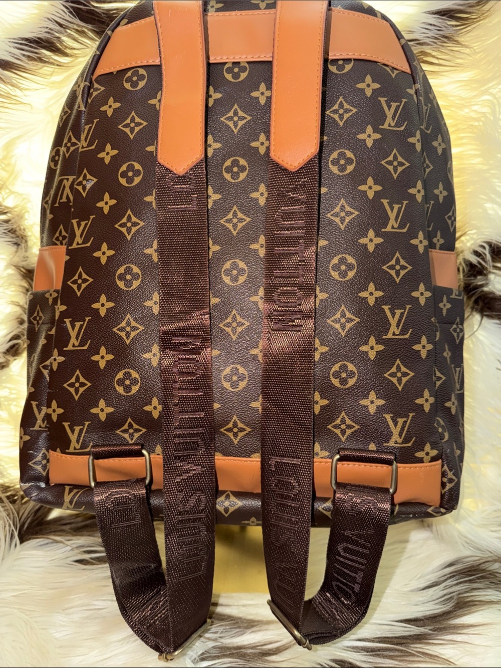 Louis Vuitton Monogram Canvas Dark Brown Backpack with Tan Trim - Picture 3 of 3